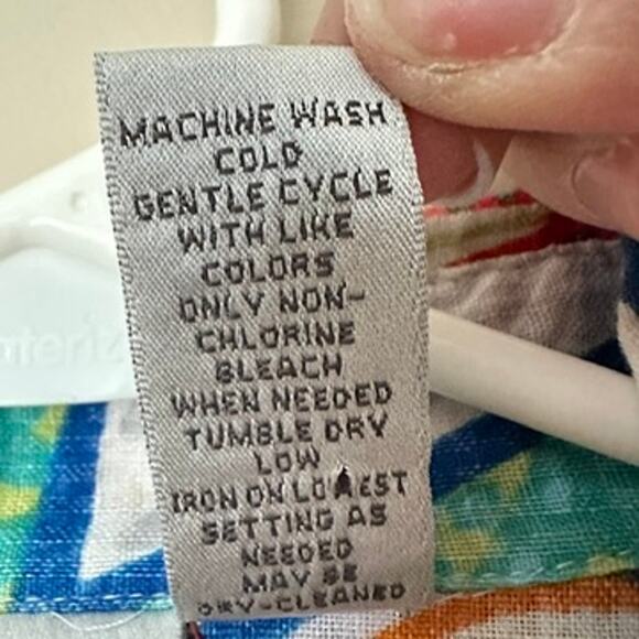 Chico's Tunic Blouse XS Linen Blend Tropical Print Colorful Summer Lightweight - Picture 7 of 9